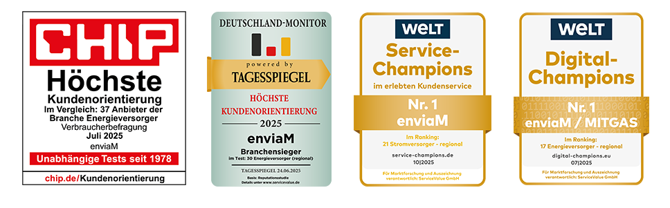 aktuelle Servicesiegel von enviaM