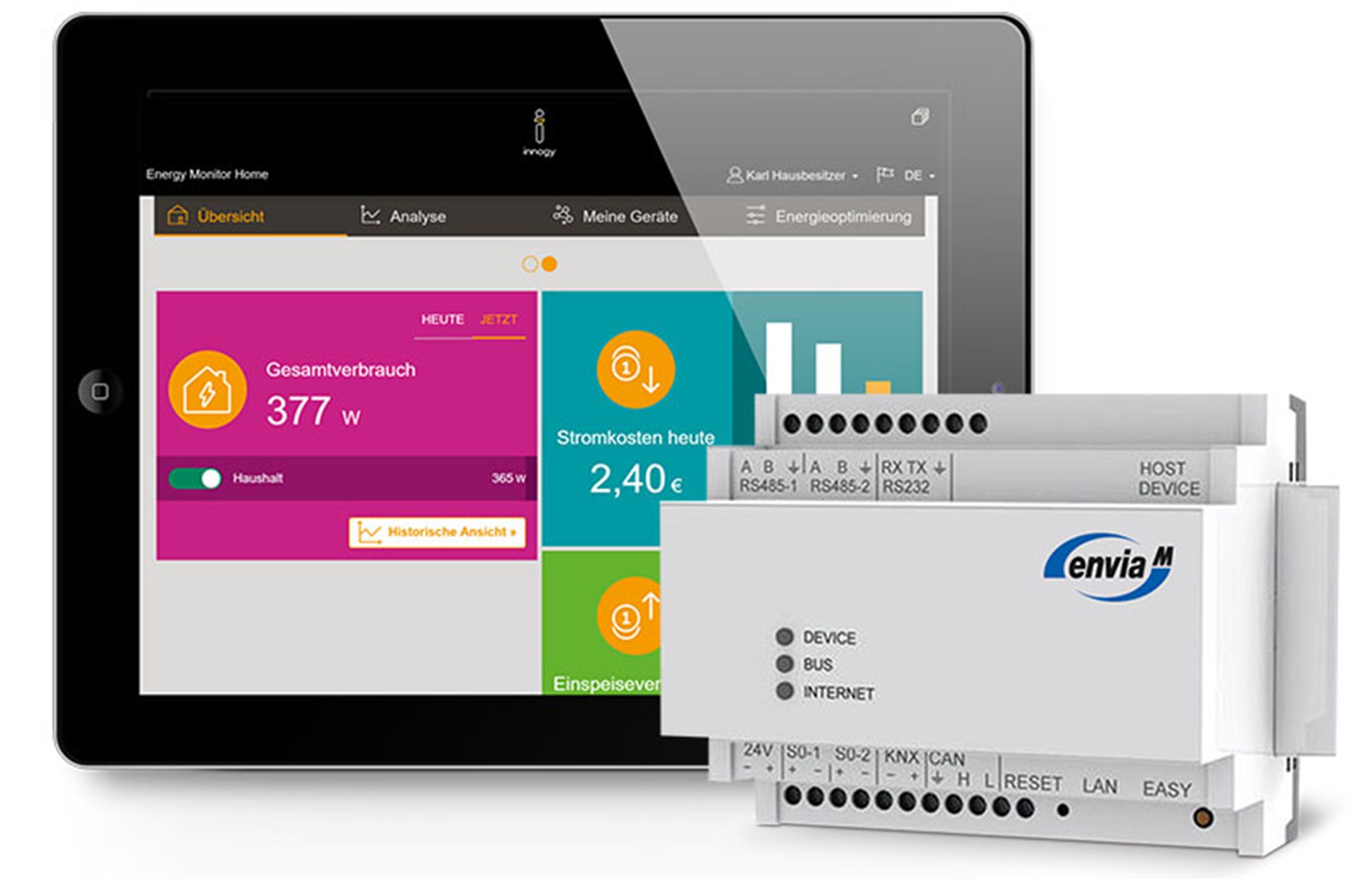 enviaM Energiemanagement enviaM Energiemanagement auf einem Tablet.