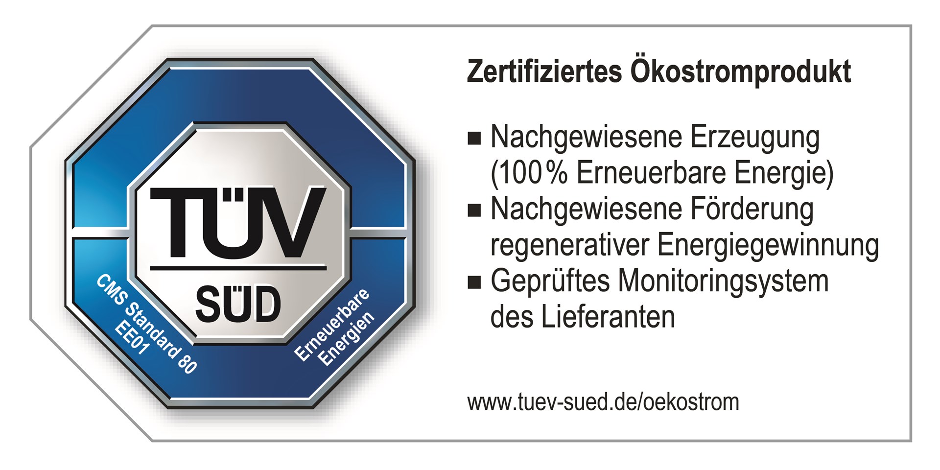 TÜV Siegel Ökostromprodukt Siegel TÜV