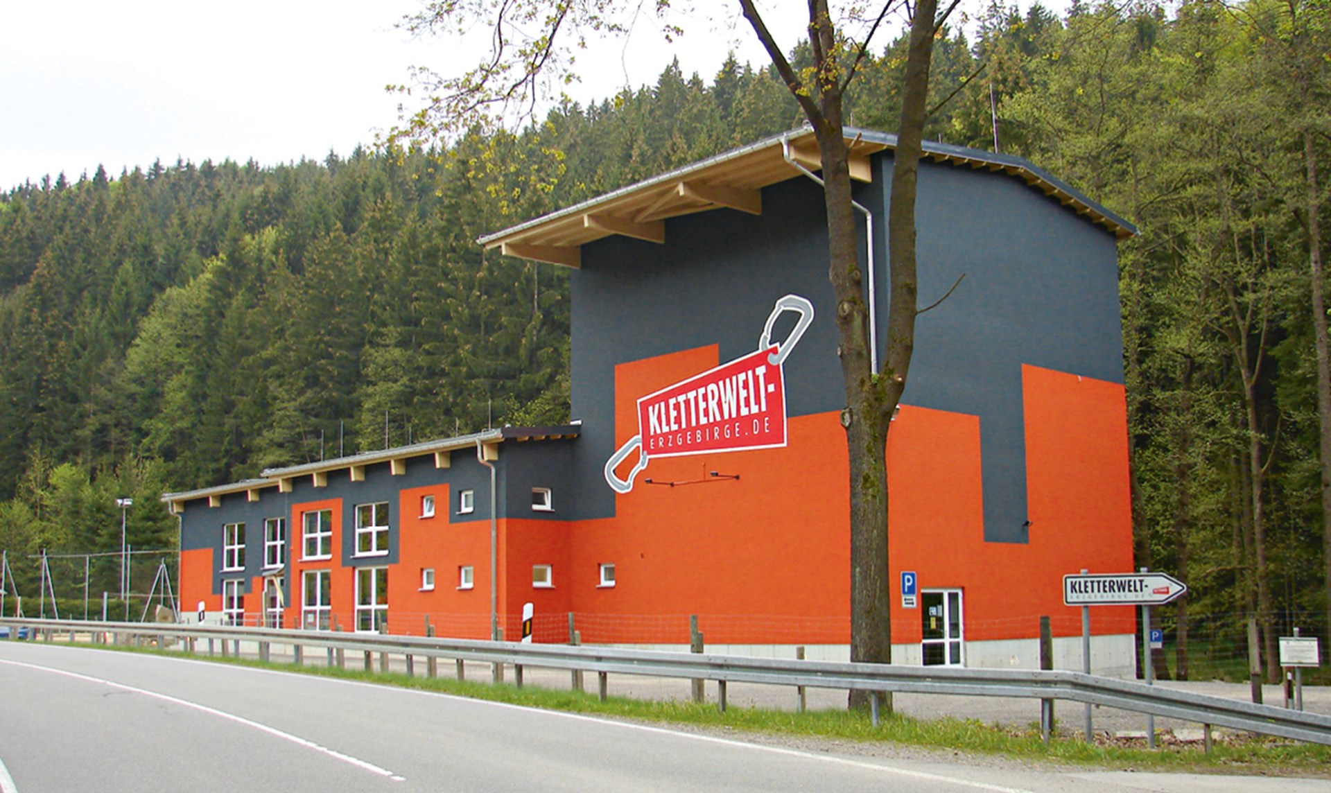 Kletterwelt Erzgebirge Ansicht des gebäudes vom Kletterwelt Erzgebirge