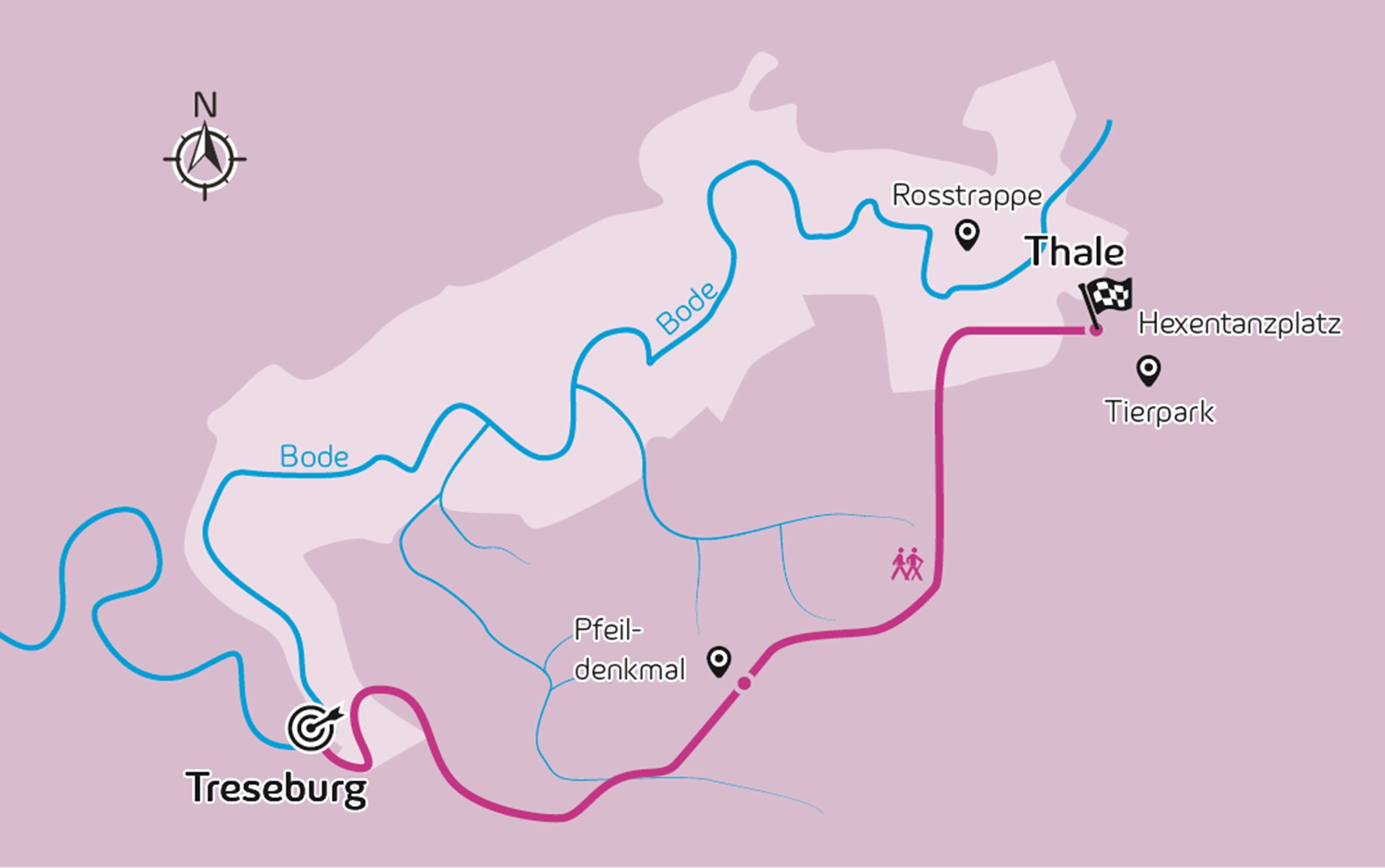 Wanderroute 01-Januar Es ist die Wanderroute bei Thale vom Januar zu sehen.
